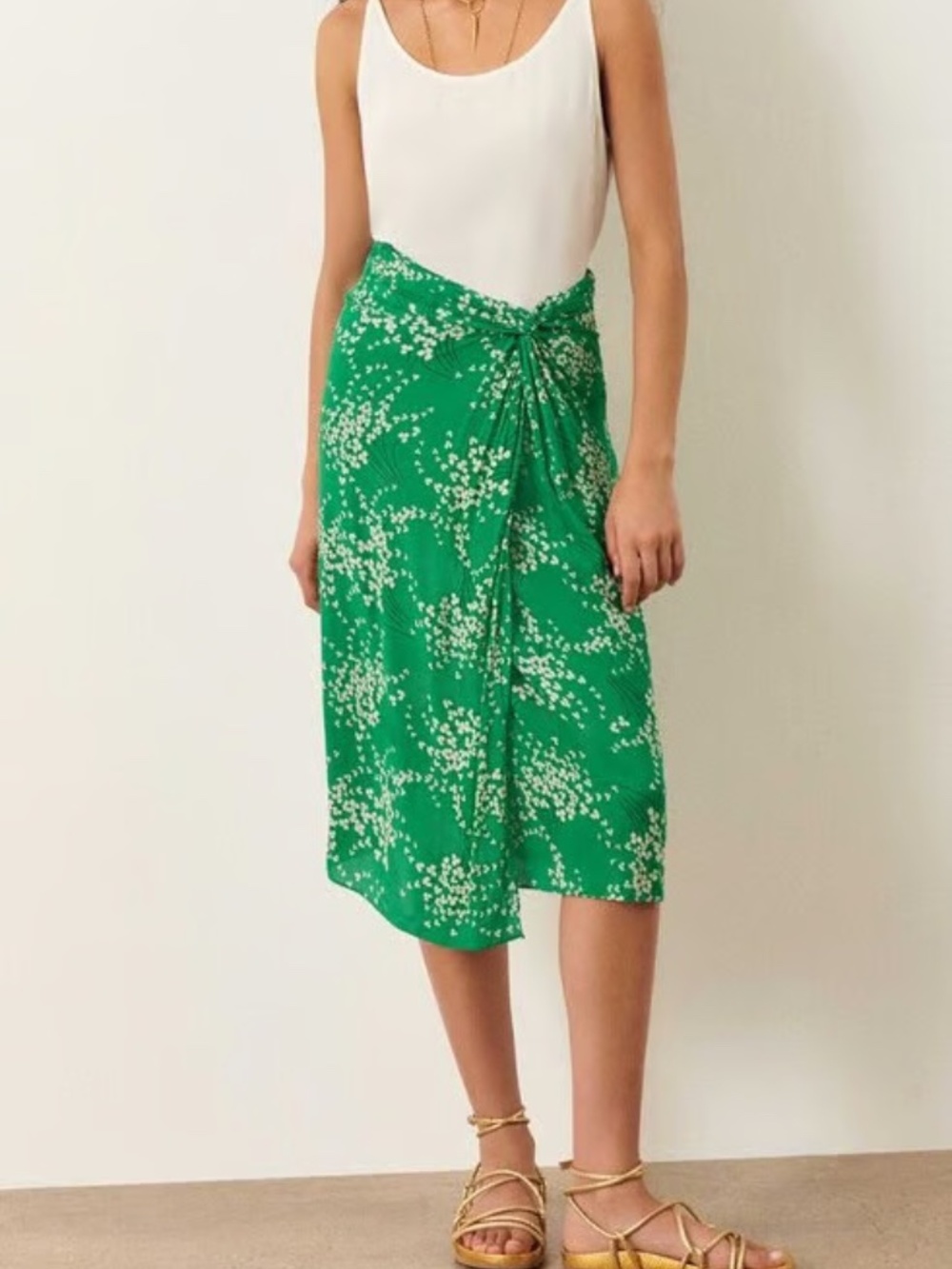 Ba&sh Skirt Green / White Falda Omille Floral Sz XS